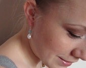 Turquoise Earrings, Swarovski Earrings,  White Pearl Earrings, Swedish Jewelry Design, Scandinavian Jewelry