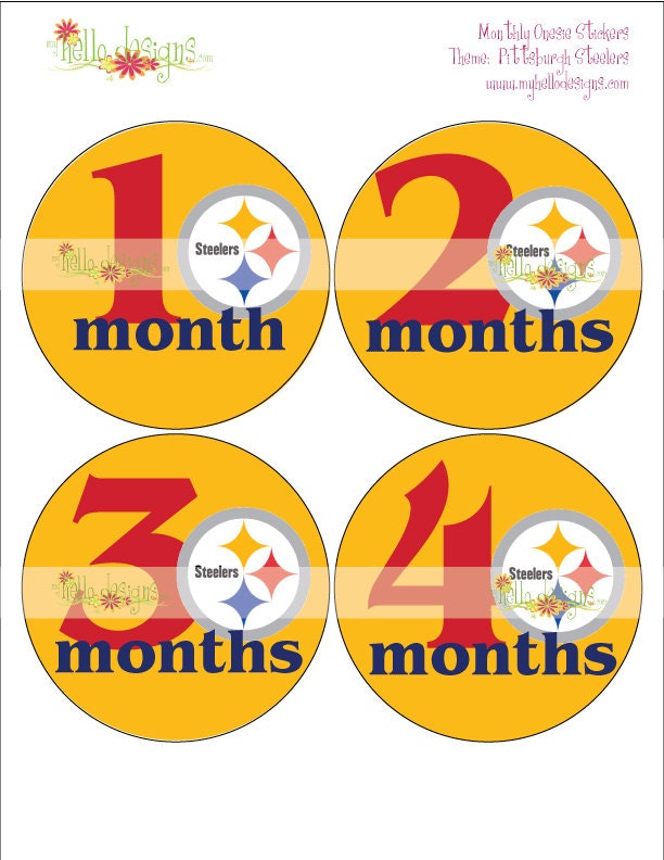 NFL Monthly Stickers: Pittsburgh Steelers (FREE Just Born Sticker Included)