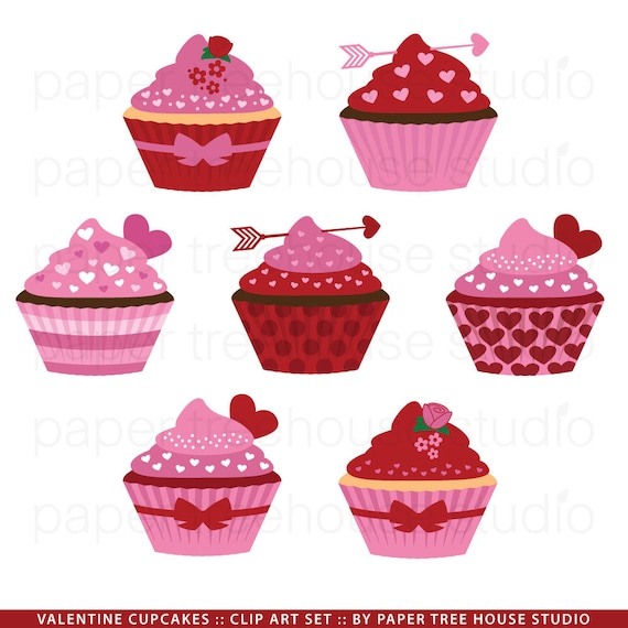 Items Similar To Clip Art Set Valentines Day Cupcakes 7 Print Ready Files And Png