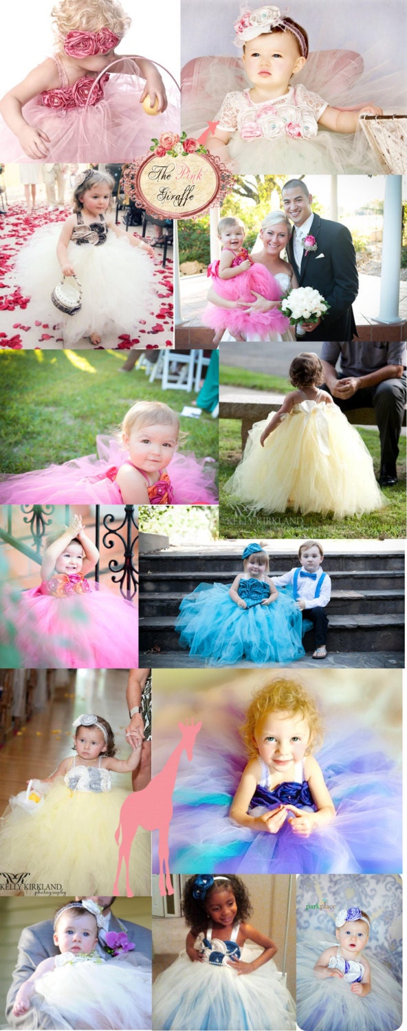 Flower girl tutu dress, Custom made to order for you with FREE headband.