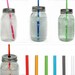 Five Mason Jar To-Go Tumbler Lids - Reusable Canning Jar Tops and Straws - You Pick Colors - 10.5" Straw