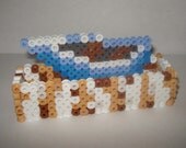 Etsy themed Bali blue boat and white barn wood 8-bit desktop business card holder barnwood old-fashioned retro