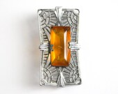 Vintage Art Deco-style silver and topaz brooch, 1940s
