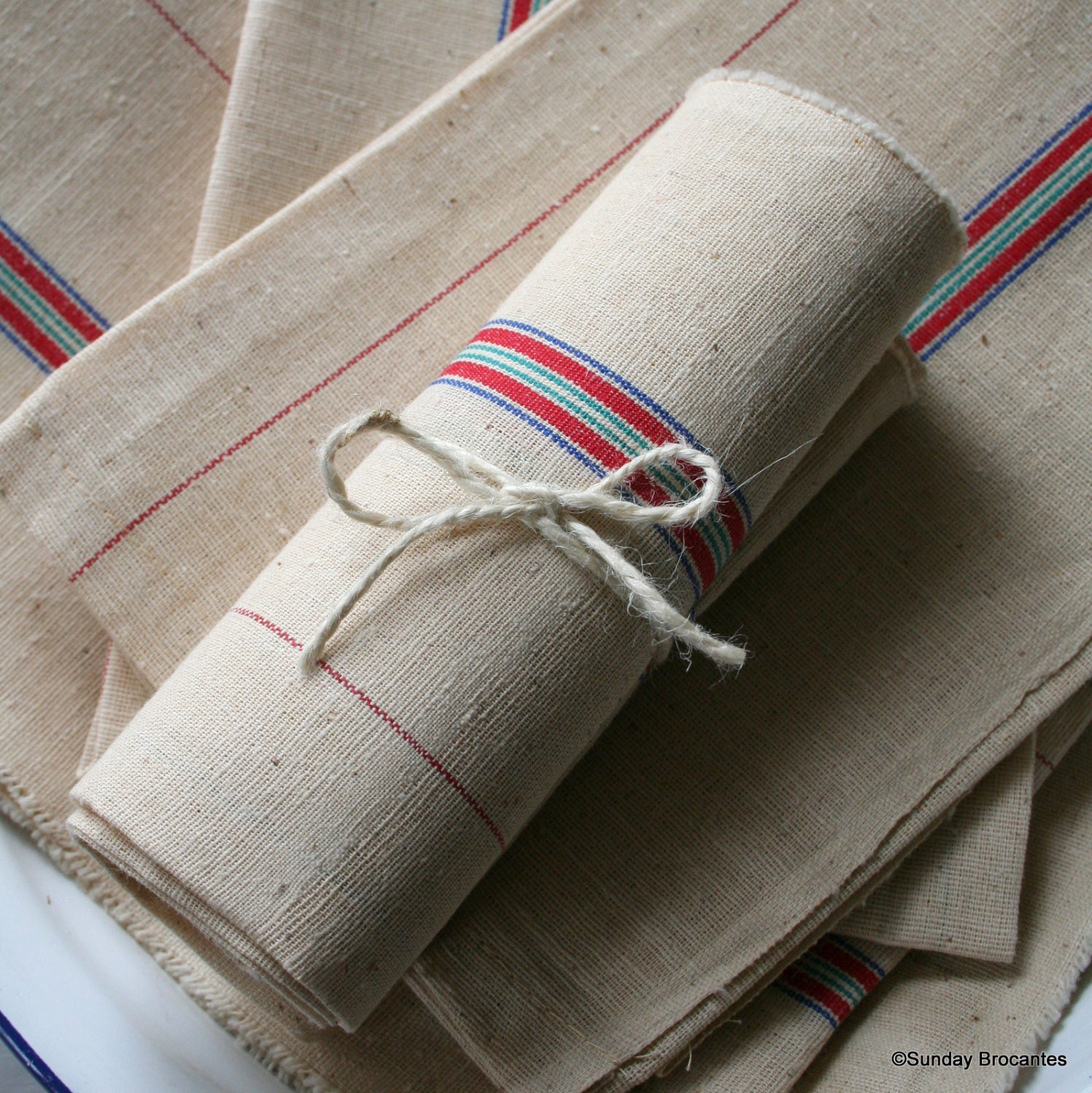 Multi-Stripe Antique French Linen Towels