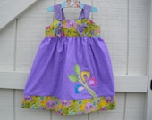 girls knot sundress purple yellow green, available to order 2T, 3T,4T,5t