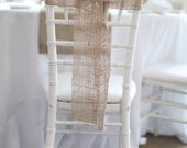 Set of 2 Stitched Burlap Chair Sash  Rustic Wedding Decor