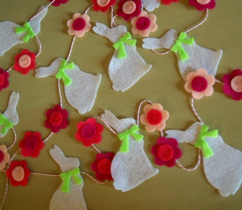 Easter Bunny Garland Bunting with Spring Flowers Il_170x135