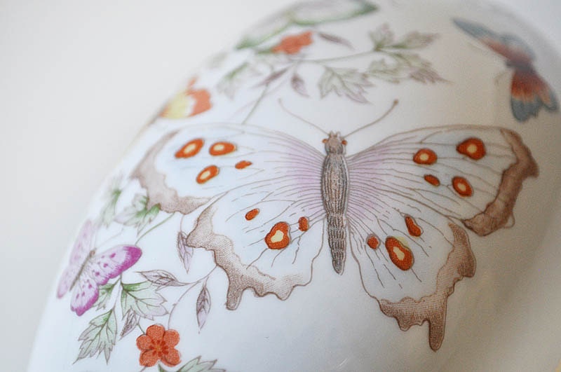 Porcelain Egg Dish Avon Butterfly