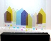 Art Glass Abstract  Sculpture Coastal Village In Maine