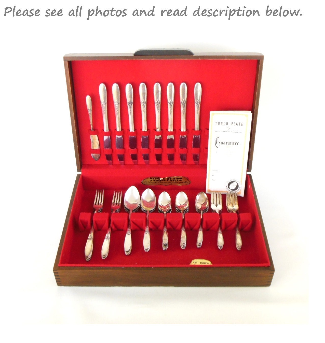 Oneida Silverware Set for 8 Tarnish Silver Tudor Plate silverplate "Fantasy" floral cottage chic