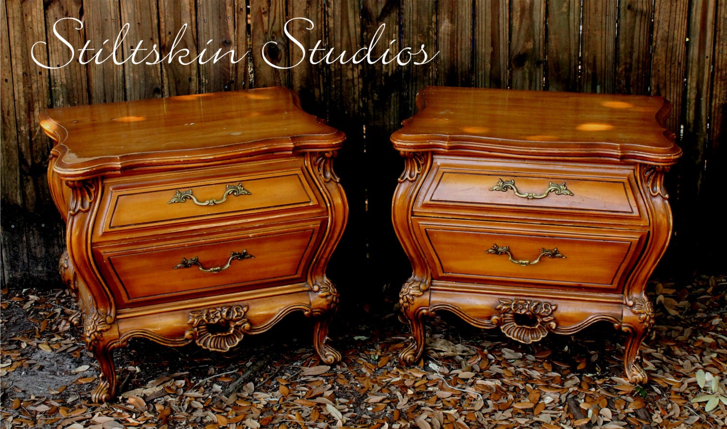 Ornate Bombe Curvy French Nightstands CUSTOM PAINT