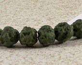 Golden Green Lava Beads