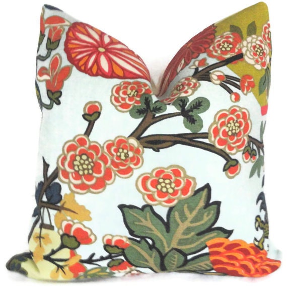 Aquamarine Schumacher Chiang Mai Dragon Pillow Covers 18x18, 20x20 or 22x22