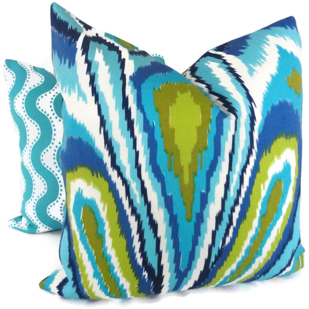 Trina Turk Peacock Designer Indoor Outdoor Pillow Cover, Schumacher, 18x18, 20x20,22x22