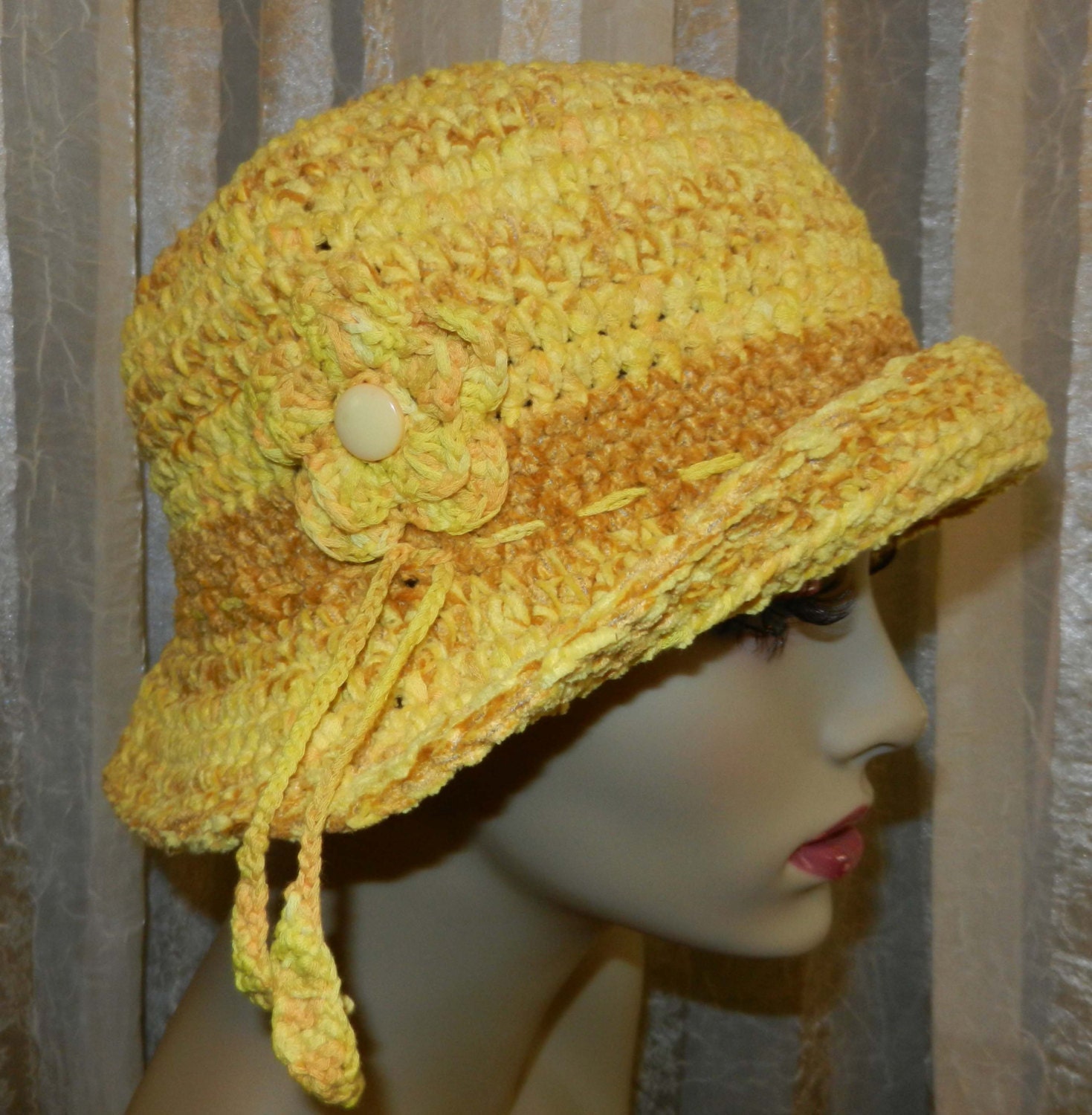 Women's Cloche - Lemon Yellow - Crocheted