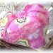 Sachet Heart, Heart Sachet, Pink Print, with Lavender Buds,  Primitive Cloth Handmade CharlotteStyle Decorative Folk Art