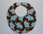 Baby Bibs, four soft layers, reversible, sweet baby blue elephants