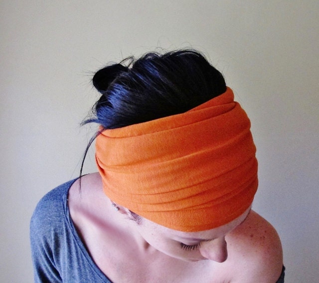 Burnt Orange Head Scarf, Hair Wrap, Headband - Spring Summer Hair Accessories - Bohemian Indie Scarf