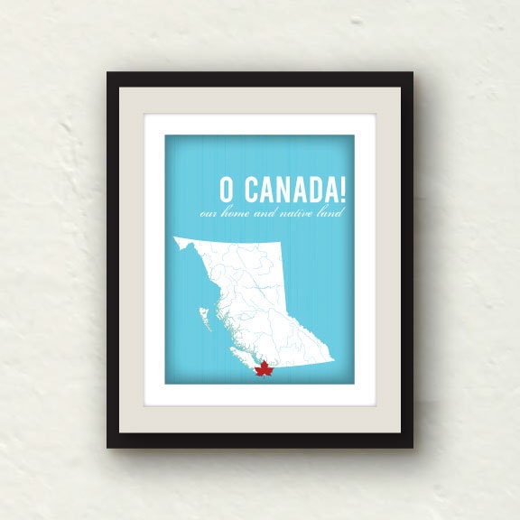 British Columbia Canada Map - Canada Art - Victoria Print - Canadian Art - custom 8x10 graphic print