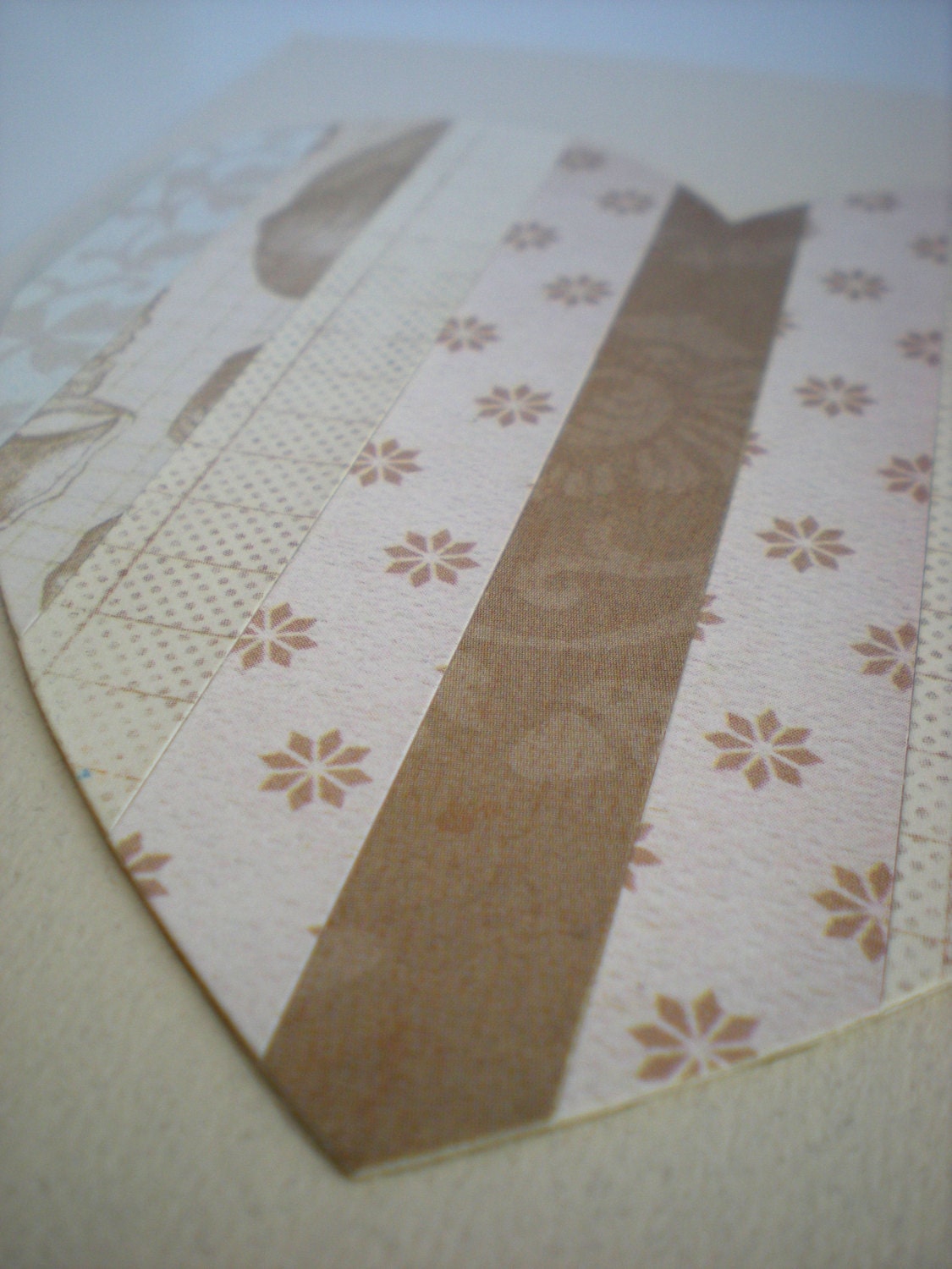 Natural Heart Original Collage Paper Art Love Neutrals Eggshell Ivory Taupe