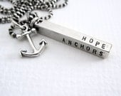 Hope Anchors The Soul - Hewbrews 6:19 - Sterling Silver Swivel Bar - Anchor Charm - Patricia Ann Jewelry