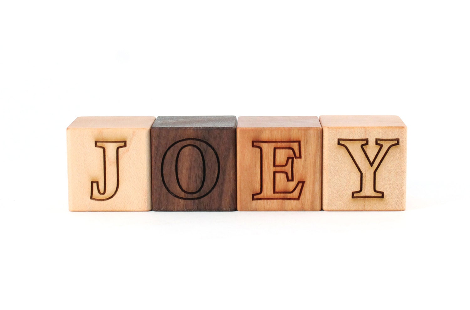 FOUR personalized wood blocks -an all natural wooden toy set for baby, toddler, preschooler, custom boy or girl name gift