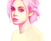 8x10 Elle Fanning Watercolor Giclee Print