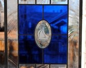 sailboat carved bevel stained glass window panel ready to ship