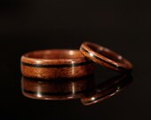 Walnut Claro with Offset Ebony Inlaid Wood Wedding Set