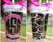Swirl Wrap tumbler with Circle Monogram - 16oz Personalized Acrylic