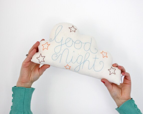 Cloud Cushion Hand Sewn Embroidery Nursery Decoration SMALL MAde to Order