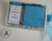 Acrylic Notepad w/Sticky Notes, Bible Verse and Pen - Blues and Greens
