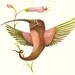 Humming bird with flower- original watercolor painting-original painting