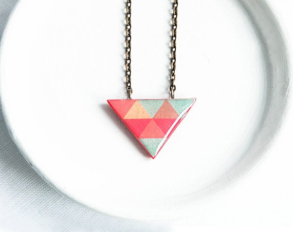 Triangle necklace, geometric jewelry, cute necklace pendant