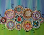 Flowers in Summer Bloom.......Original 3D Mixed Media Painting.....Canvas Painting