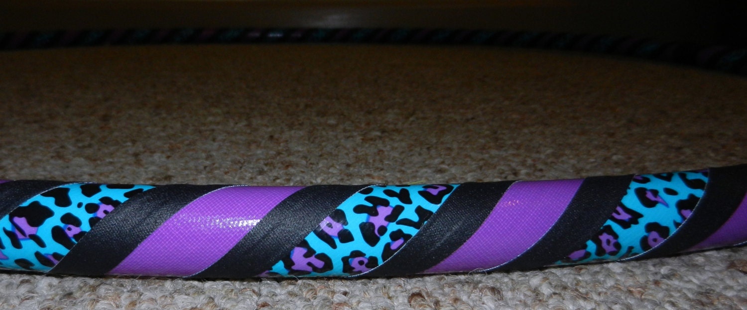 Collapsible Hula Hoop - Purple and Teal Leopard Print - Custom Made Any Color and Size