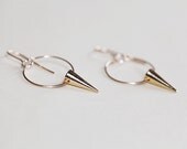 Spike Hoop Earrings - gold cone shaped spike 14k gold filled hoops earrings, edge fashion with minimalist twist