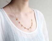 Clustered Pearl Necklace - dainty and delicate freshwater pearls wire wrapped in gold, bridal wedding jewelry