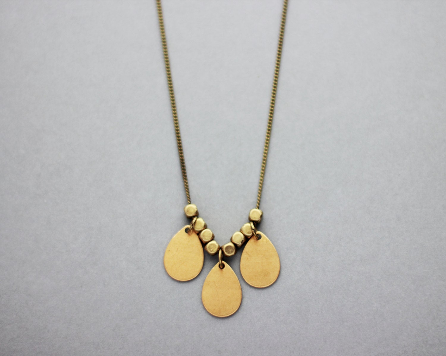 Bronze Drop Bead Necklace (Brass) - Modern Handmade Jewellery
