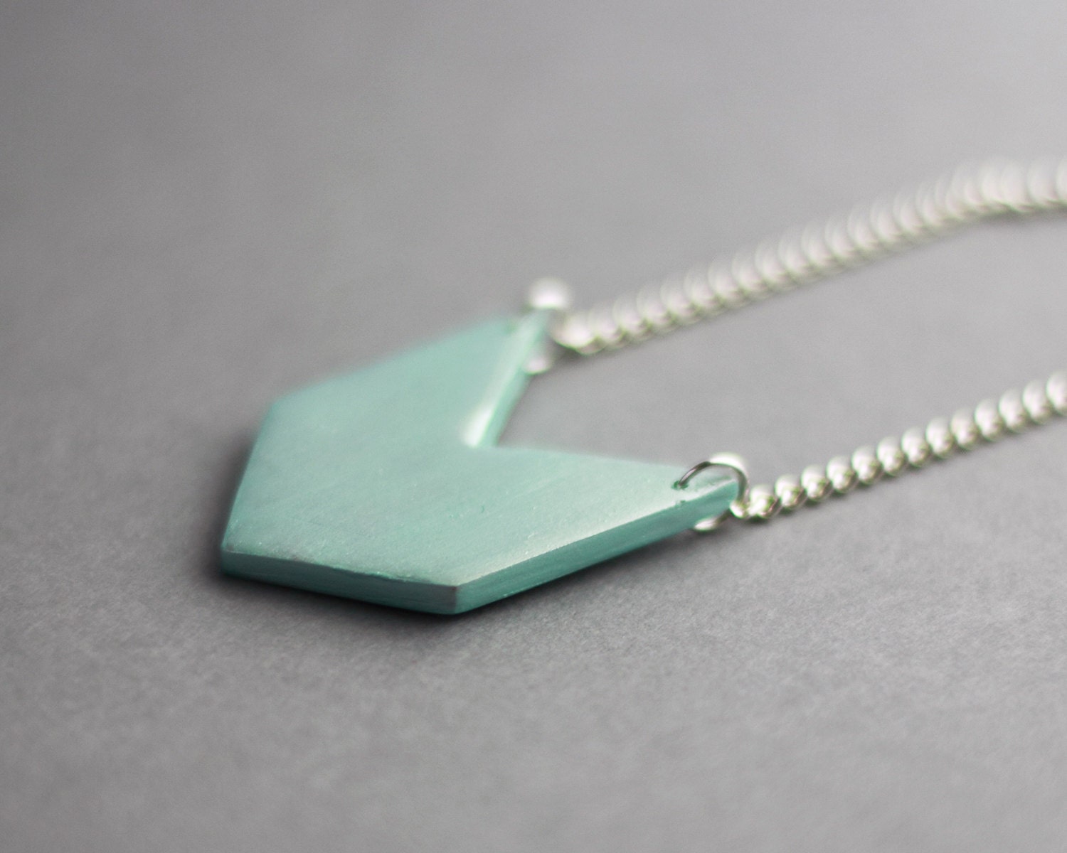 Geometric Chevron Triangle Necklace (Mint) - Modern Handmade Jewellery