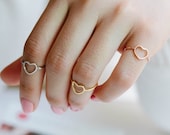 open heart knuckle ring,heart ring,knuckle ring, pinky ring, jewelry ring, heart shape ring,open heart ring,R003N - LETTERSEARRING