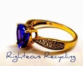 Brilliant Diamond, AAA Tanzanite 18KT Gold Ring Unique Engagement Ring, 1ct Trillion AAA Cut Tanzanite