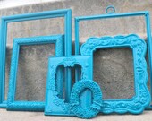 Peacock Blue Picture Frame Set Ornate