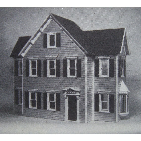 vintage DOLLHOUSE and FURNITURE woodwork craft pattern (80s)