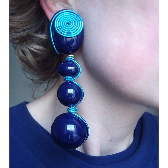 huge vintage DESIGNER runway ARTISIAN 5" earrings