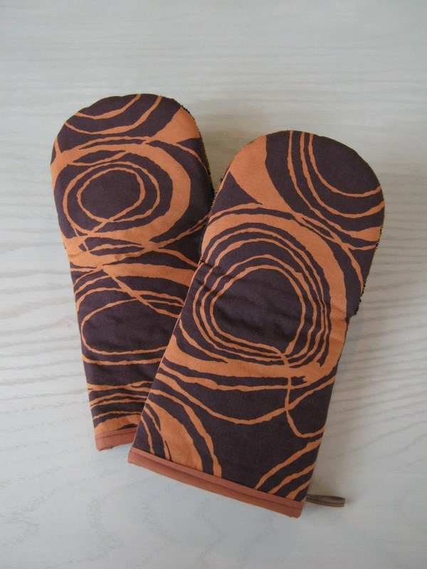 Upcycled Modern fabric Oven Mitts