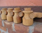 Vintage Wood Spice Rack, With 4 Bottles.  Handmade. Wall Decor.