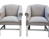 Set of Linen Accent Chairs