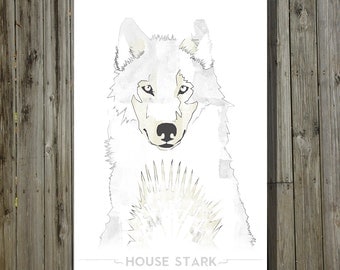 Game of Thrones retro poster minimalist art movie poster print art poster print 11x17 House Stark Wolf print