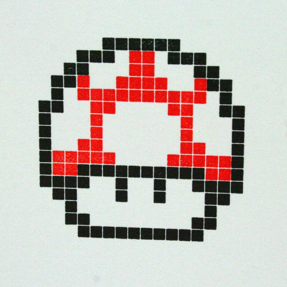 Mario Mushroom Letterpress Card - Red